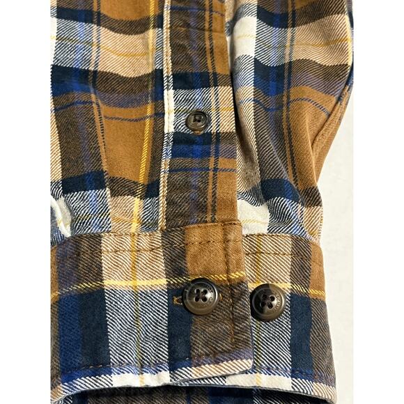 SCHMIDT Workwear Carpenter Men's Plaid Flannel Button Up Shirt Brown Cotton XL - Picture 7 of 11